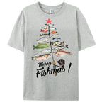 Women's Cotton Merry Fishmas Printed Casual T-Shirt