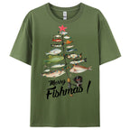 Women's Cotton Merry Fishmas Printed Casual T-Shirt