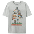 Women's Cotton Merry Fishmas Printed Casual T-Shirt
