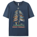 Women's Cotton Merry Fishmas Printed Casual T-Shirt