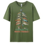 Women's Cotton Merry Fishmas Printed Casual T-Shirt
