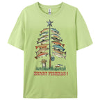 Women's Cotton Merry Fishmas Printed Casual T-Shirt