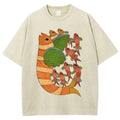 Unisex Vintage Fish Printed Washed Tee