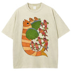 Unisex Vintage Fish Printed Washed Tee