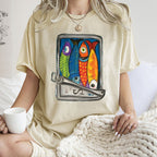Unisex Canned Sardines Printed Washed Tee