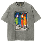 Unisex Canned Sardines Printed Washed Tee
