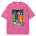 Unisex Canned Sardines Printed Washed Tee