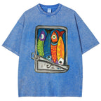 Unisex Canned Sardines Printed Washed Tee