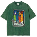 Unisex Canned Sardines Printed Washed Tee