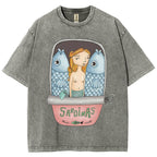 Unisex Canned Sardines Printed Washed Tee