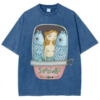 Unisex Canned Sardines Printed Washed Tee