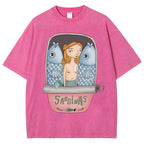 Unisex Canned Sardines Printed Washed Tee