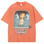 Unisex Canned Sardines Printed Washed Tee