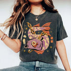 Unisex Vintage Fish Printed Washed Tee
