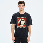 Unisex Japanese Style Frog Printed Washed Tee