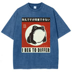 Unisex Japanese Style Frog Printed Washed Tee