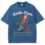 Unisex Santa Claus Printed Washed Tee