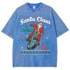 Unisex Santa Claus Printed Washed Tee