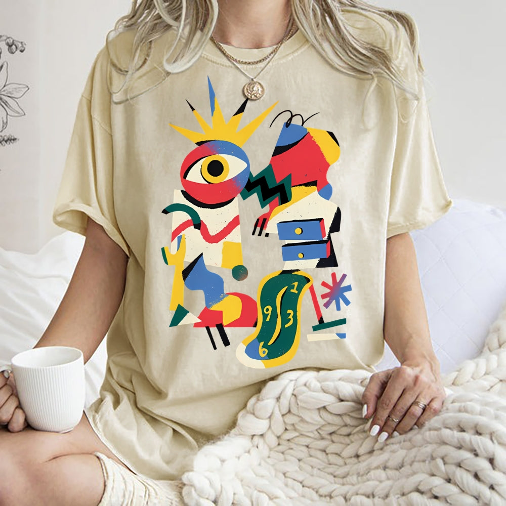Unisex Geometry Printed Washed Tee