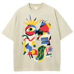 Unisex Geometry Printed Washed Tee