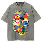 Unisex Geometry Printed Washed Tee