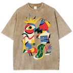 Unisex Geometry Printed Washed Tee