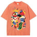 Unisex Geometry Printed Washed Tee