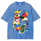 Unisex Geometry Printed Washed Tee