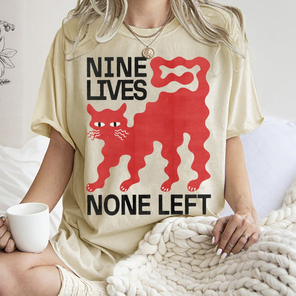 Unisex Cat Printed Washed Tee