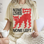 Unisex Cat Printed Washed Tee