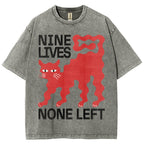 Unisex Cat Printed Washed Tee