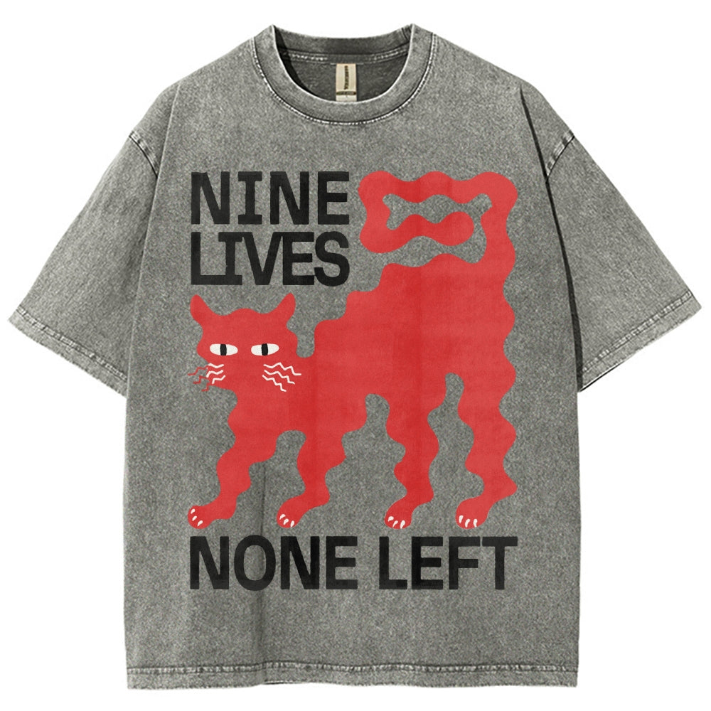 Unisex Cat Printed Washed Tee