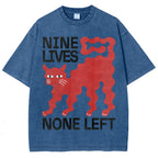 Unisex Cat Printed Washed Tee