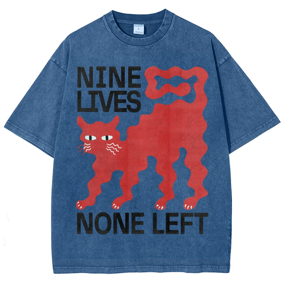 Unisex Cat Printed Washed Tee