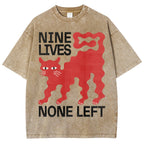 Unisex Cat Printed Washed Tee