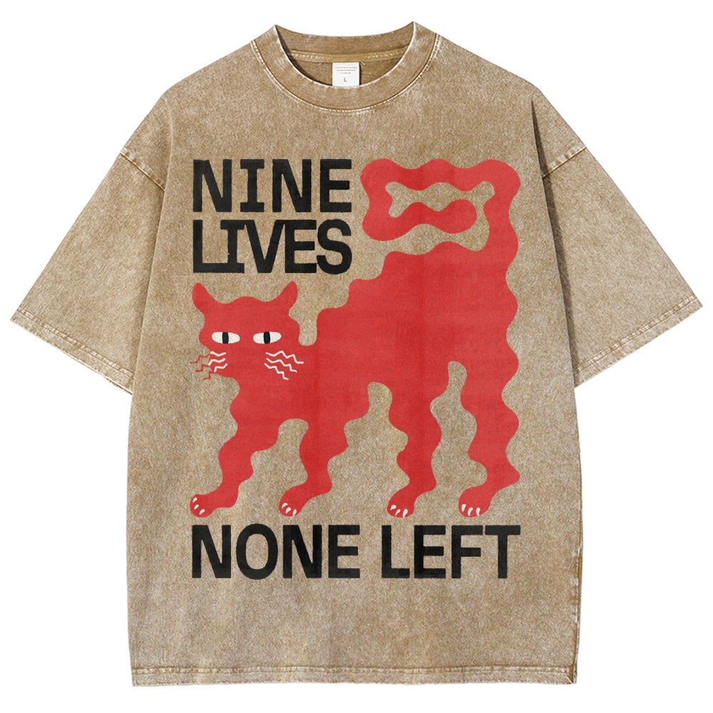 Unisex Cat Printed Washed Tee