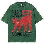 Unisex Cat Printed Washed Tee