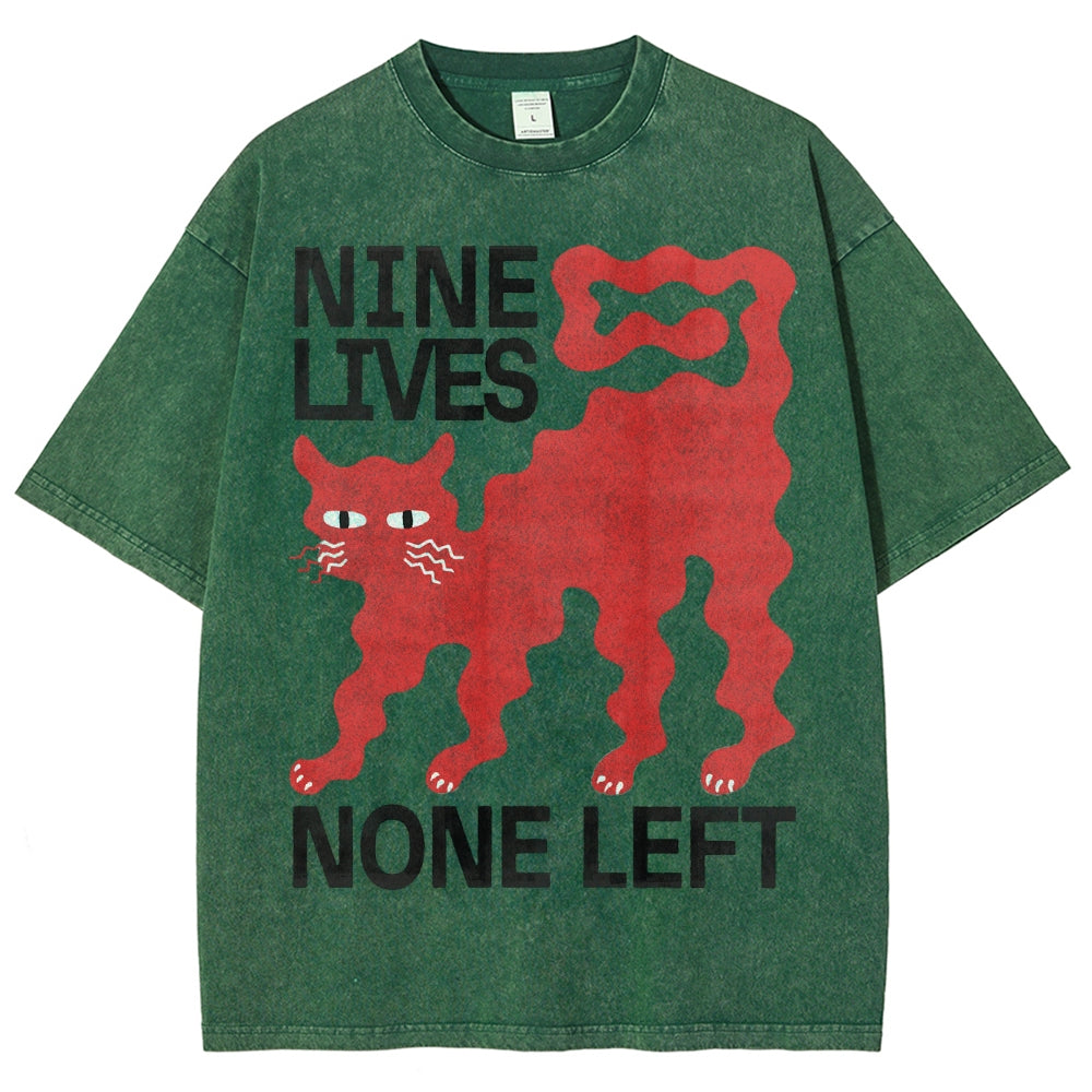 Unisex Cat Printed Washed Tee