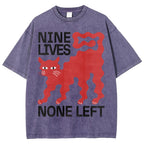 Unisex Cat Printed Washed Tee