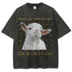 Unisex Sheep Printed Washed Tee