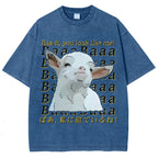 Unisex Sheep Printed Washed Tee