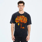 Unisex Cat Tree Printed Washed Tee