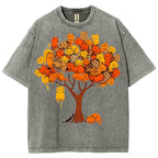 Unisex Cat Tree Printed Washed Tee