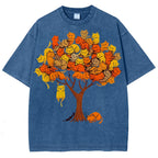 Unisex Cat Tree Printed Washed Tee