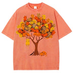 Unisex Cat Tree Printed Washed Tee