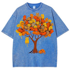 Unisex Cat Tree Printed Washed Tee