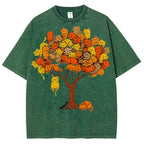Unisex Cat Tree Printed Washed Tee