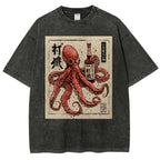 Unisex Octopus Printed Washed Tee