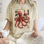 Unisex Octopus Printed Washed Tee