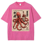Unisex Octopus Printed Washed Tee